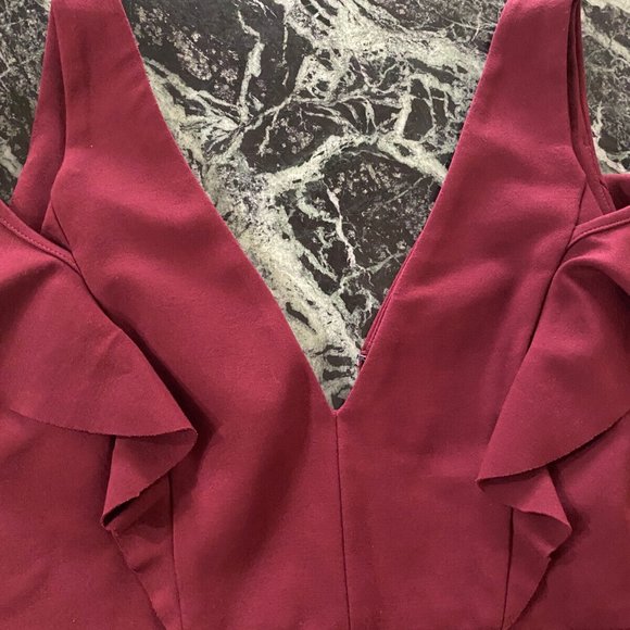 NWT Aqua Dresses Women's V Neck Cold Shoulder Mini Dress S Wine $128 - Picture 8 of 11